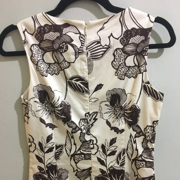 Floral Pencil Dress - Ivory & Brown - Item#53 - Picture 6 of 6